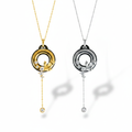 Lotus Halo CZ Drop Necklace – Gold & Silver