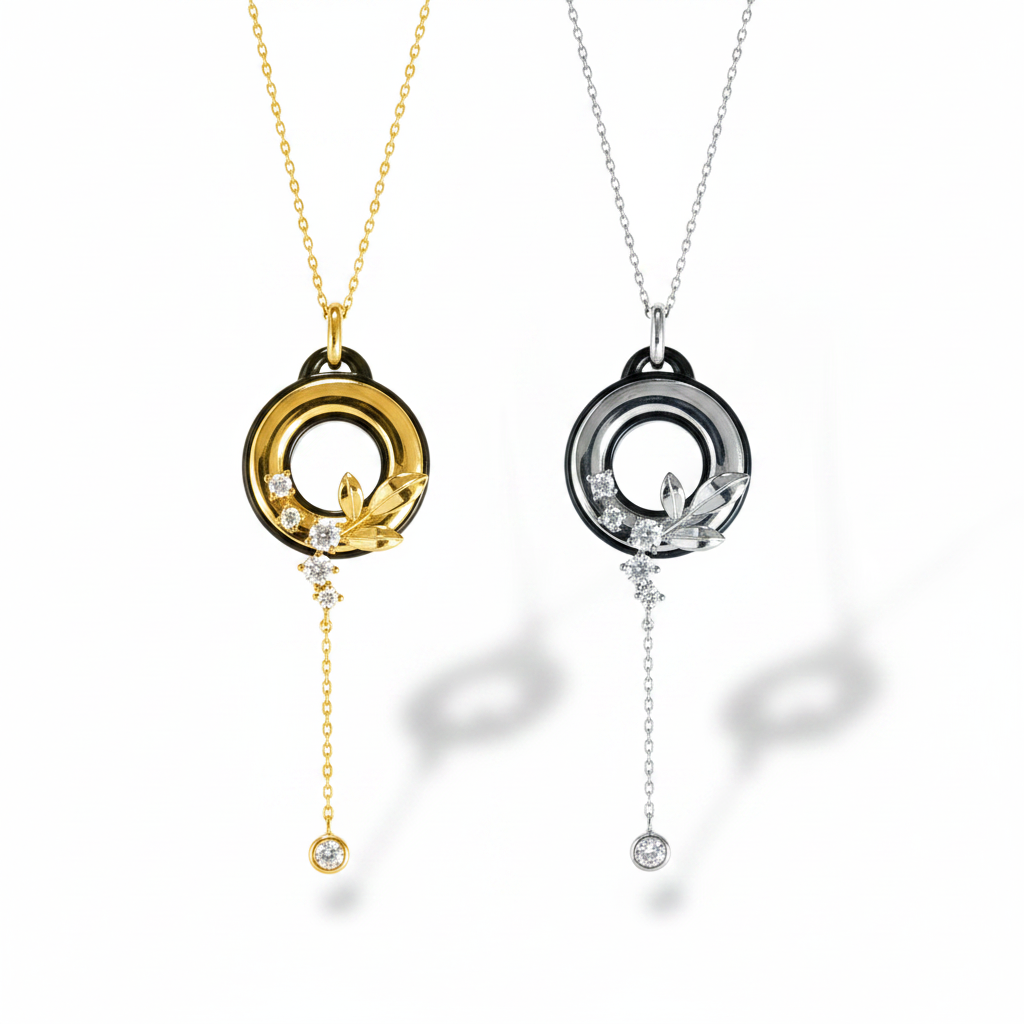 Lotus Halo CZ Drop Necklace – Gold & Silver