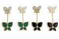 Malachite & Black Butterfly Chain Drop Earrings