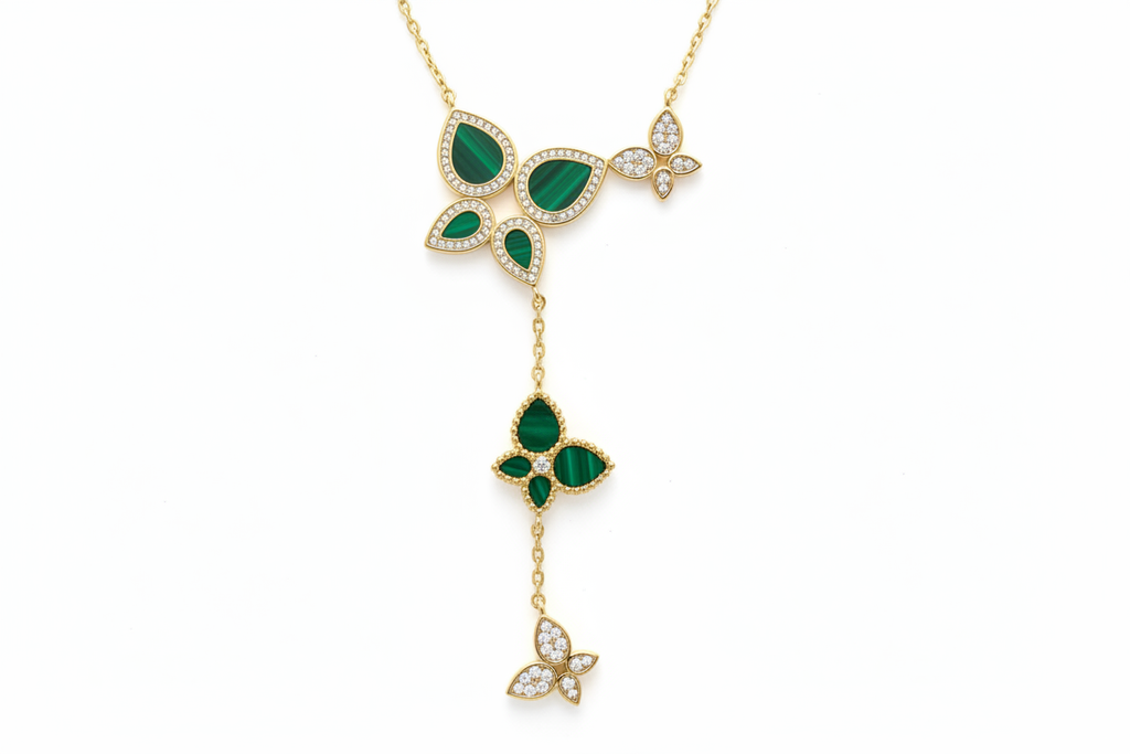 Malachite Butterfly Lariat Necklace