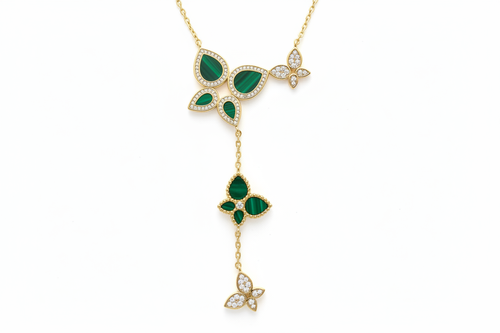 Malachite Butterfly Lariat Necklace