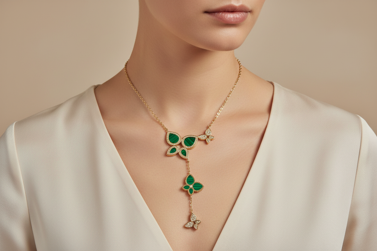 Malachite Butterfly Lariat on Model
