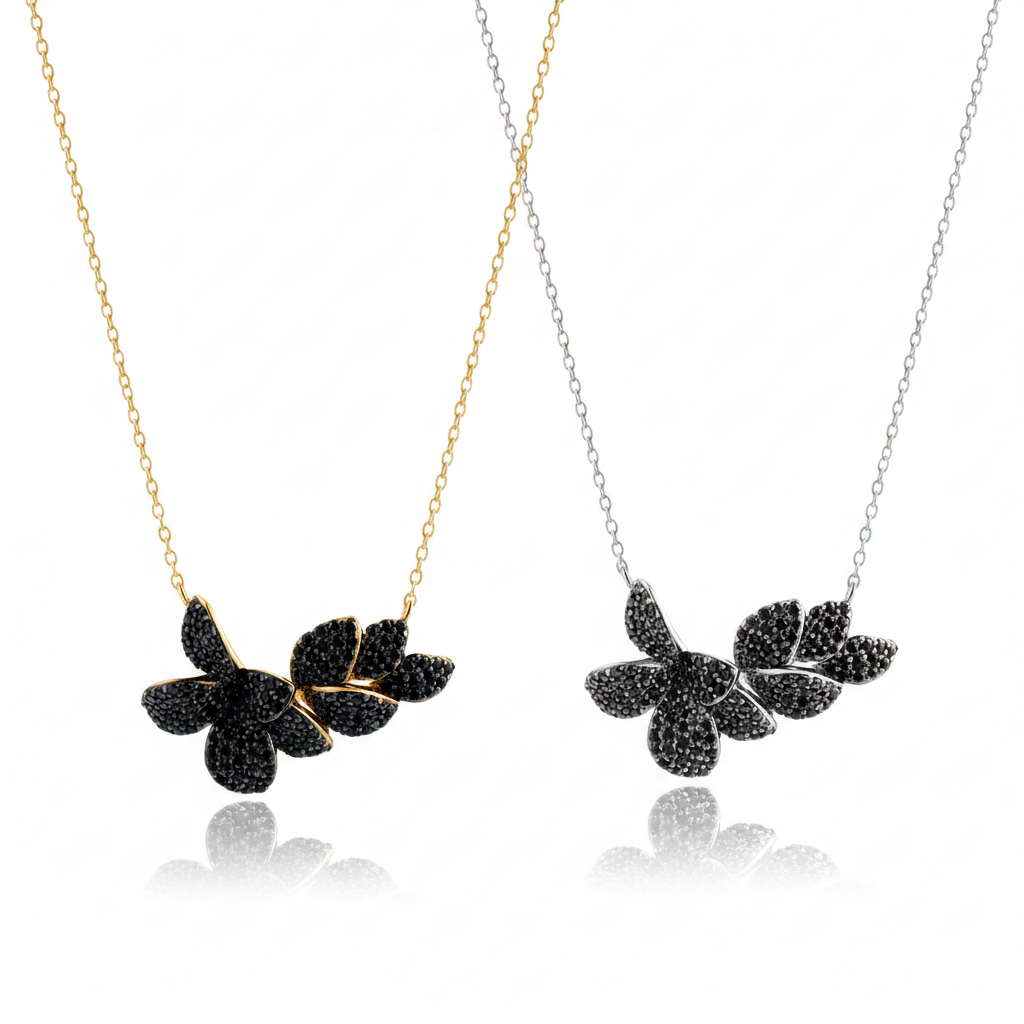 Midnight Bloom Necklace – Gold & Silver