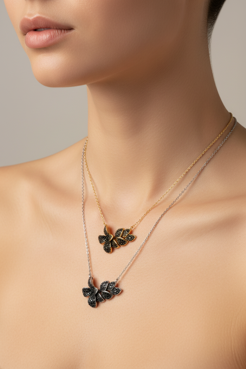 Midnight Bloom Necklace – On the Neck