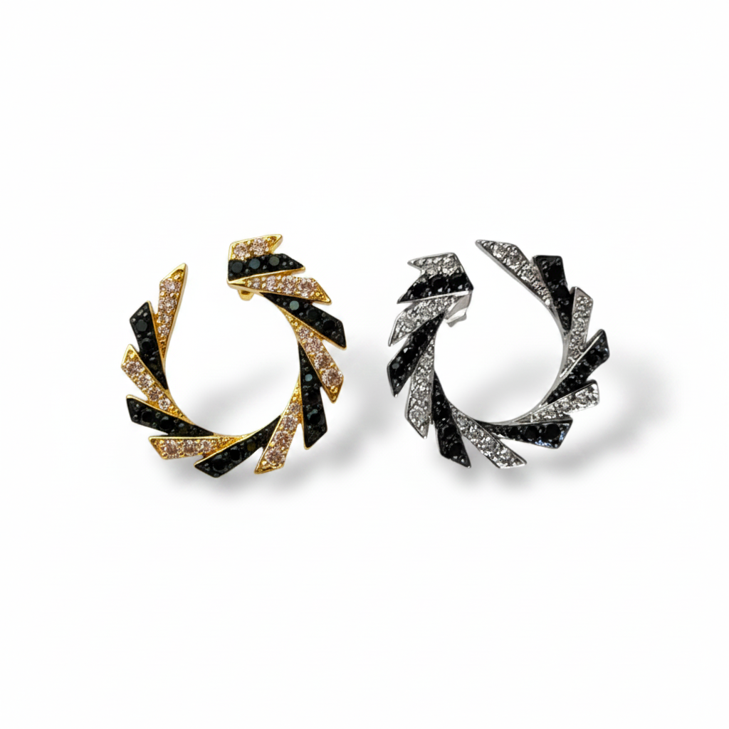 Midnight Swirl Earrings – Exact Gold & Silver Pairs