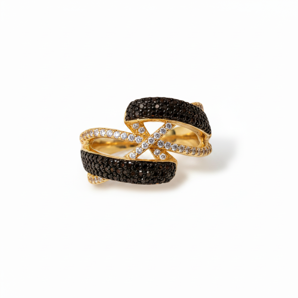Mocha Luxe X-Link Ring – Yellow Gold