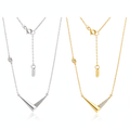 Modern V CZ Chevron Necklace – Silver & Gold