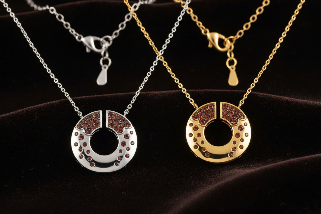 Molten Ember Necklace Gold and Silver on Dark Velvet