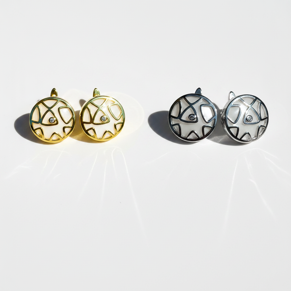 Mosaic Clip-On Earrings – Gold & Silver Matched Style