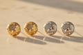 Mosaic Disc Stud Earrings - 2 Gold & 2 Silver on Marble