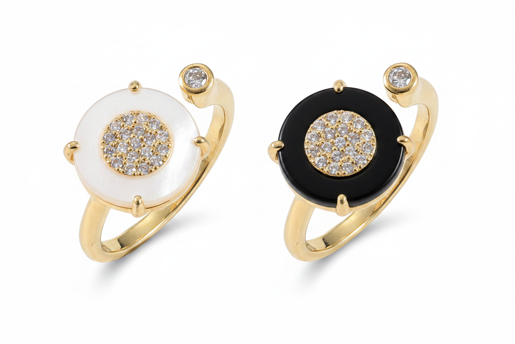 Mother of Pearl & Black Stone Ring