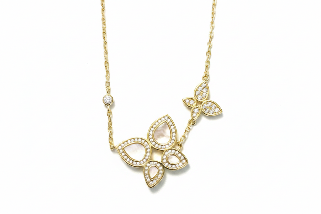 Mother of Pearl Butterfly Necklace Clean Background