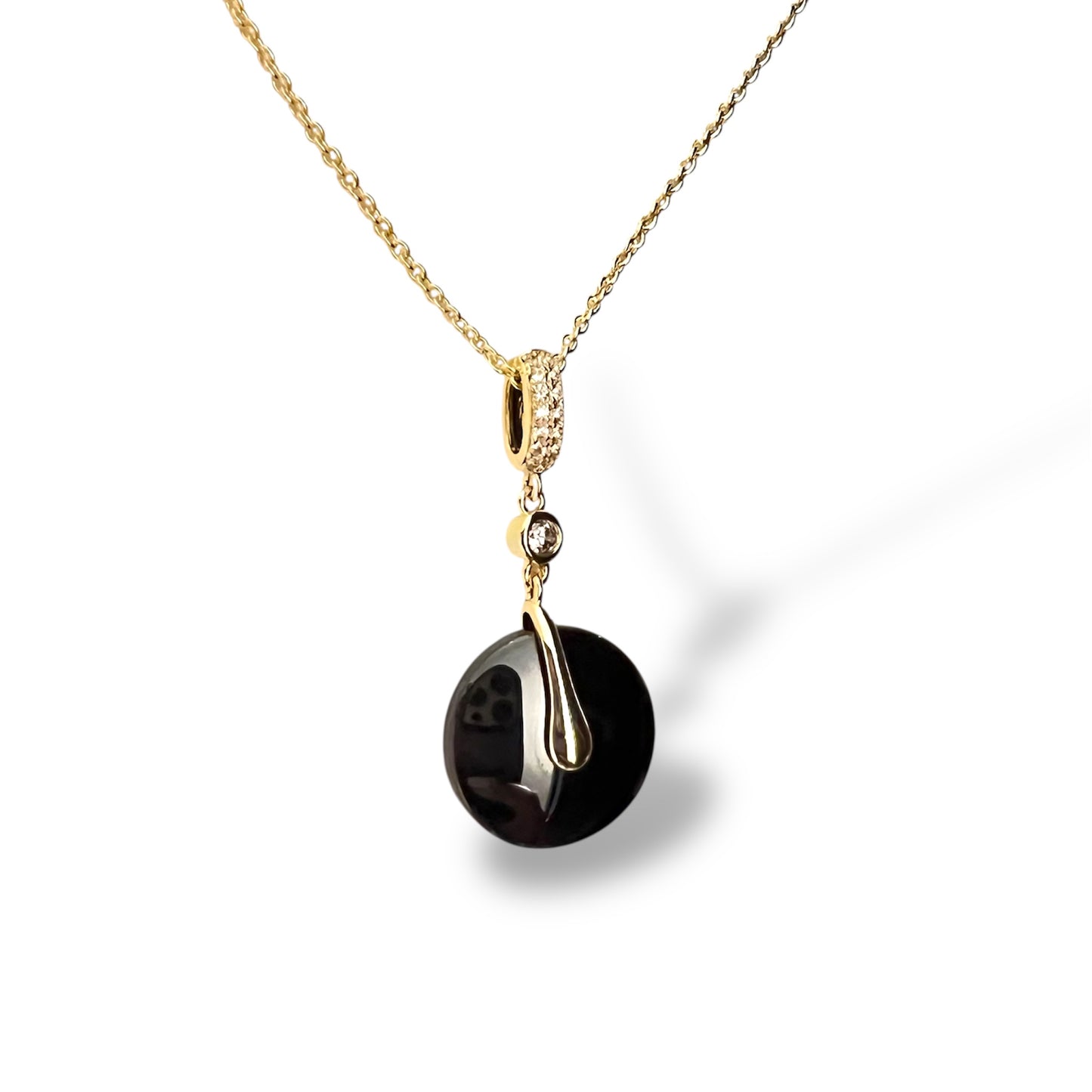 Noir Eclipse Drop Necklace-Gold LM
