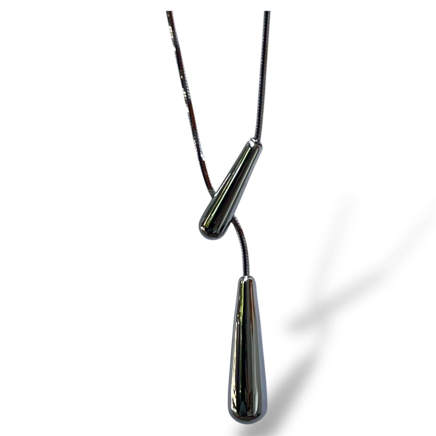Golden Teardrop Lariat-Silver LM