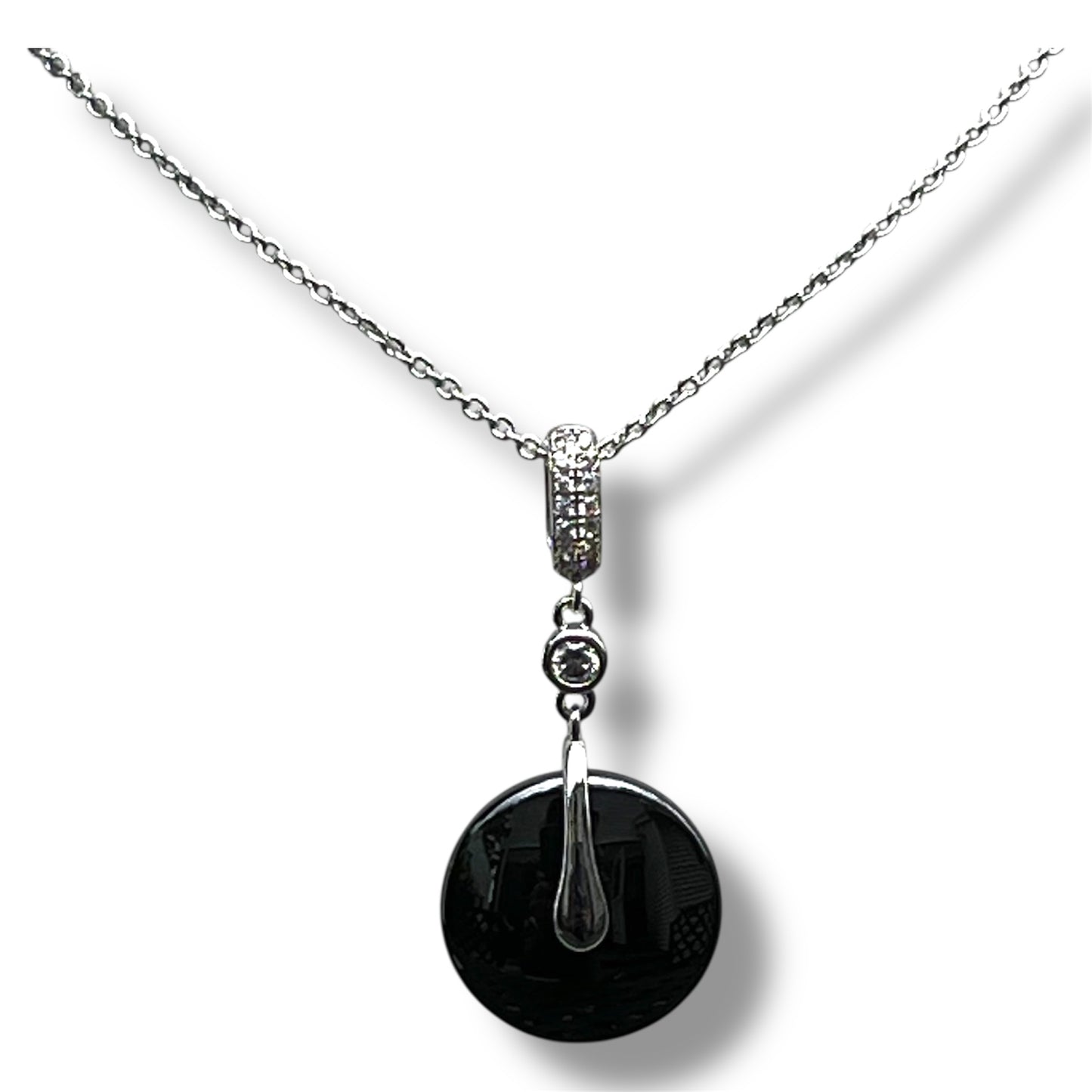 Noir Eclipse Drop Necklace-Silver LM