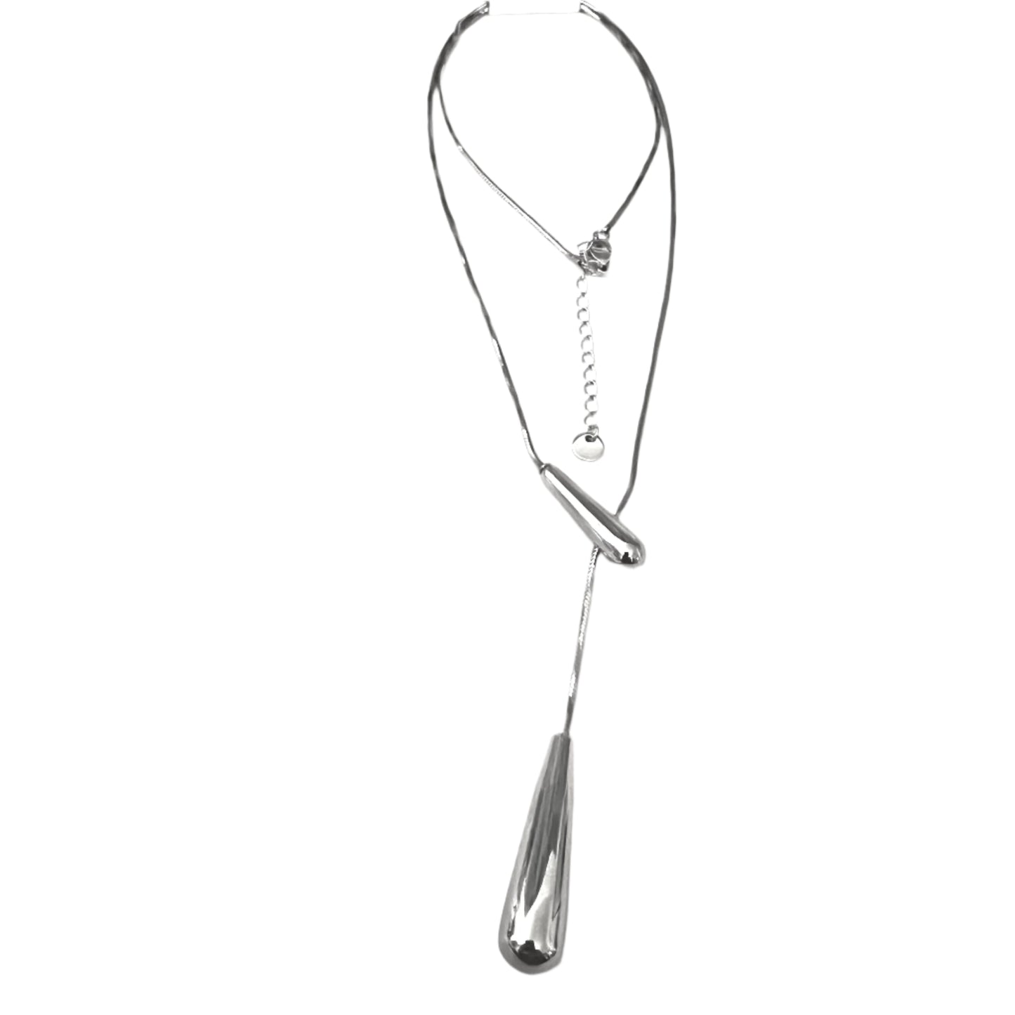 Golden Teardrop Lariat-Silver LM