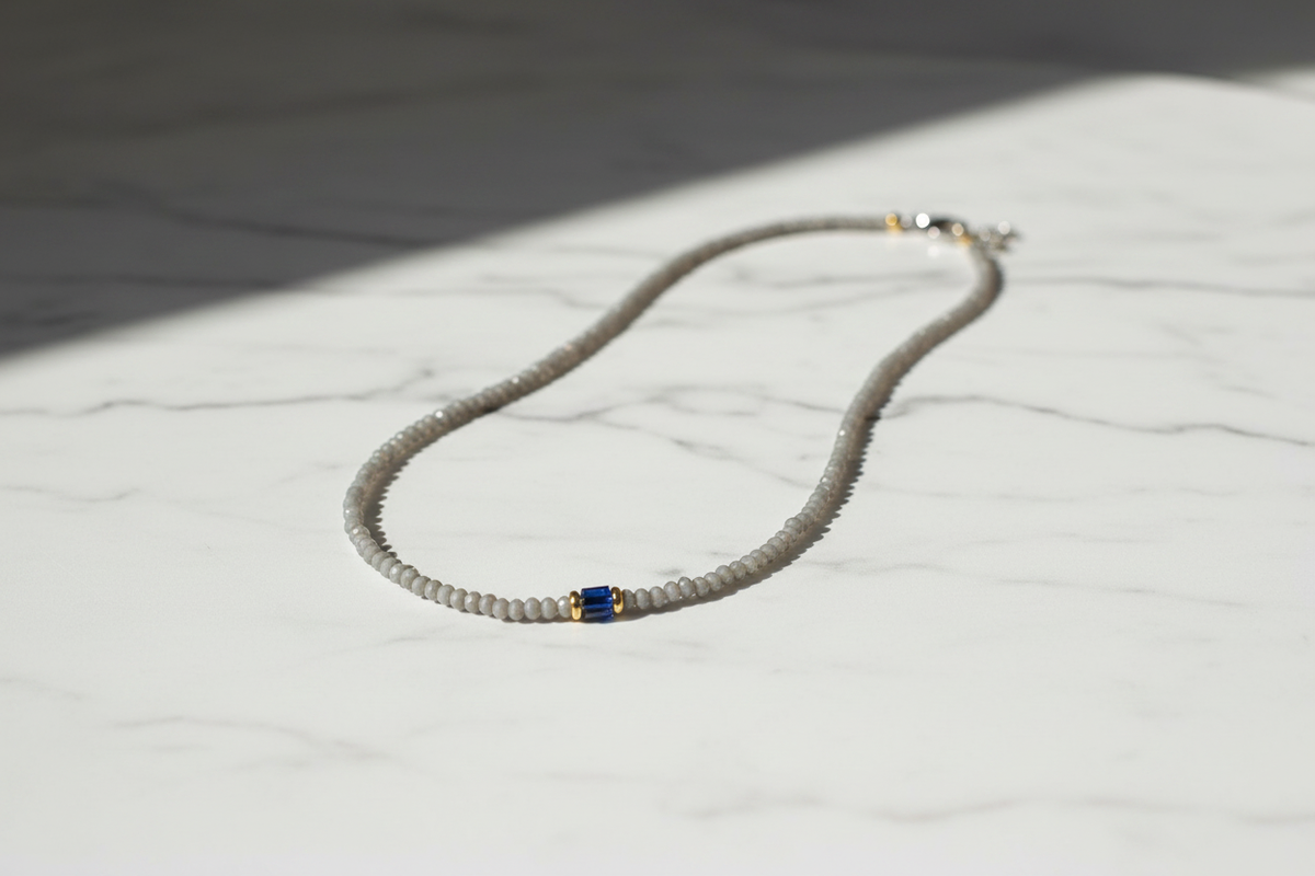Necklace on Marble Background