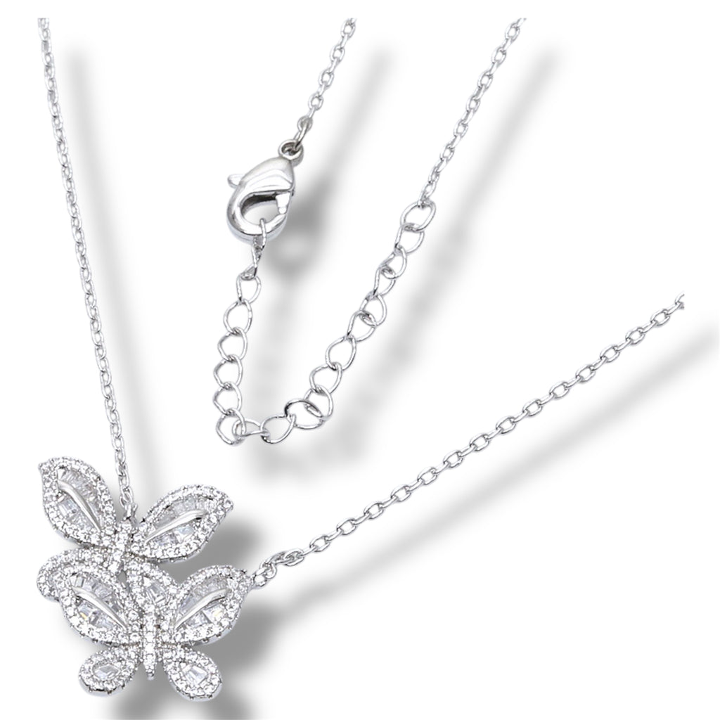 Crystal Flutter Duo butterfly Necklace "LM"