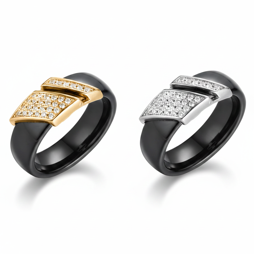 Noir Éclat Ring – Gold & Silver