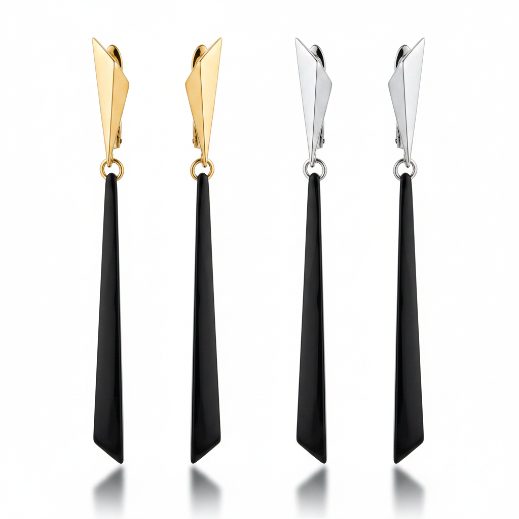 Noir Spear Drop Earrings – Gold & Silver
