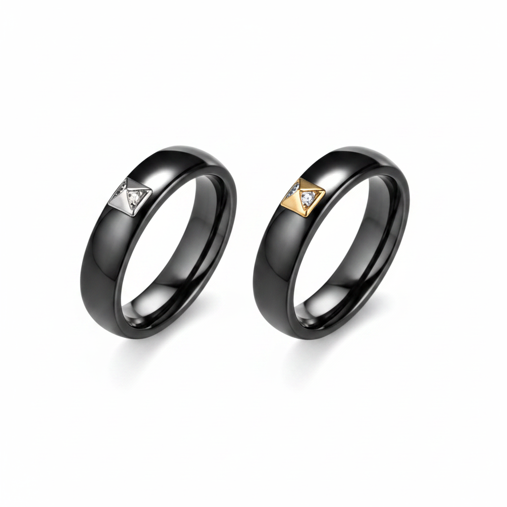 Obsidian Point Ring – Gold & Silver