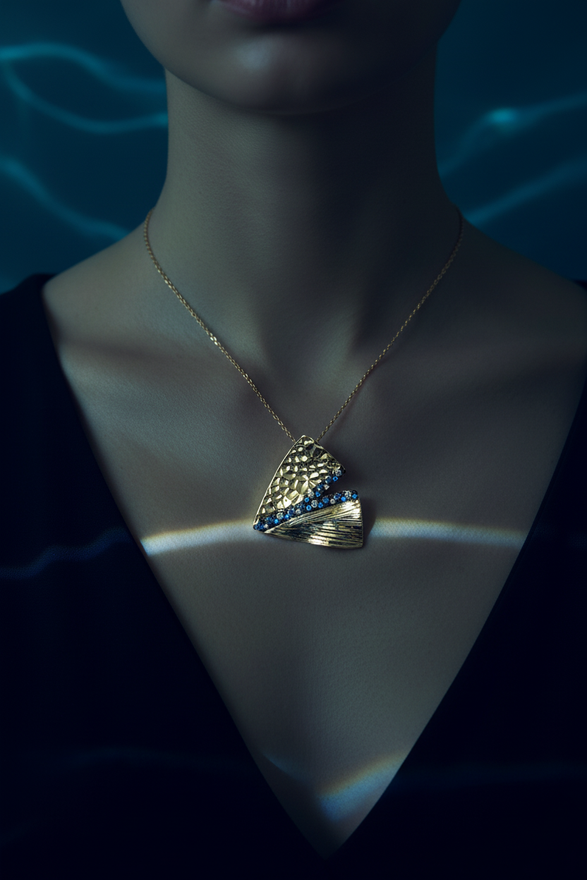 Ocean Crest Pendant Worn on Neck