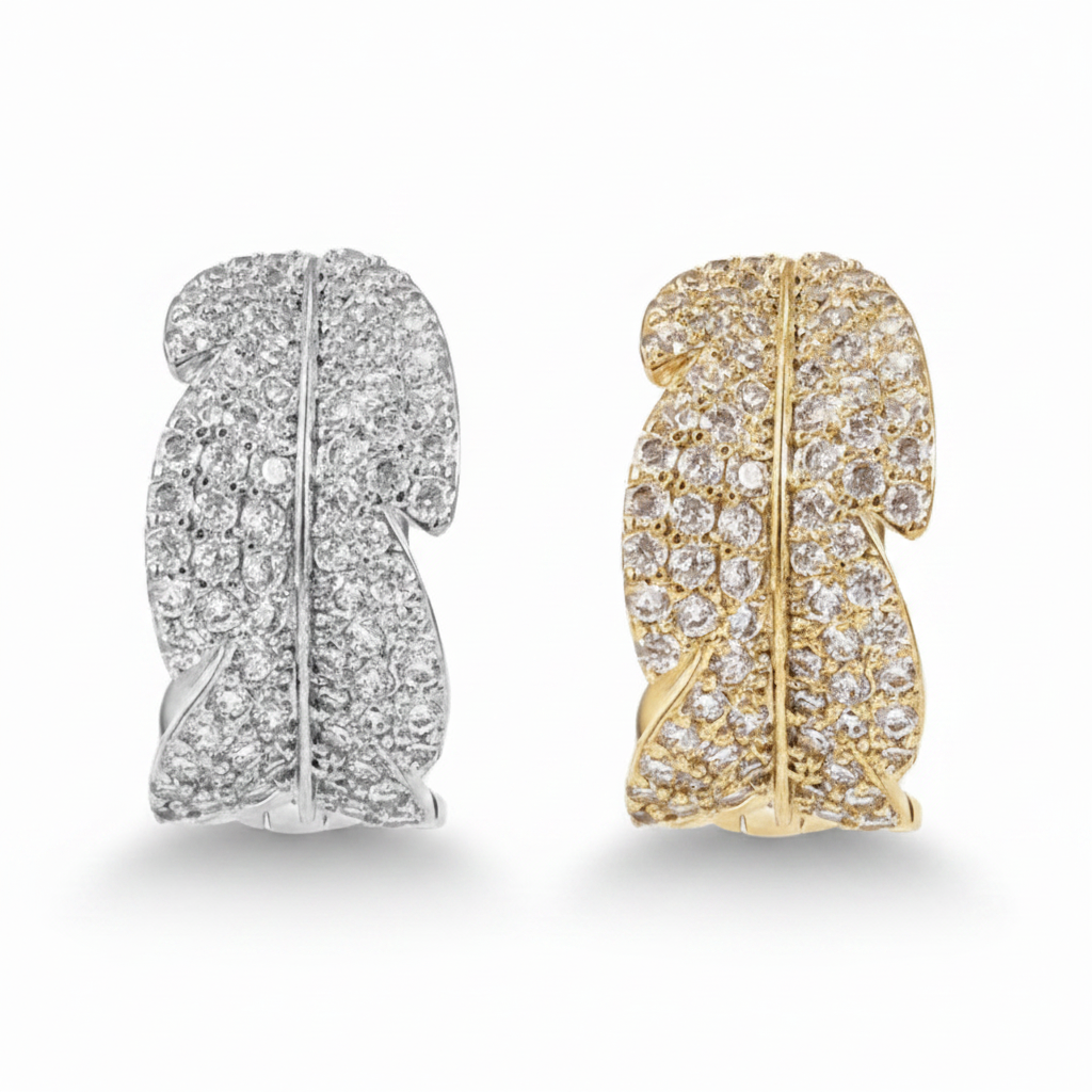 Pavé Leaf Band Ring – Gold & Silver Original Style