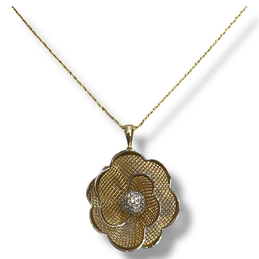 Golden Blossom Filigree Necklace-Gold LM