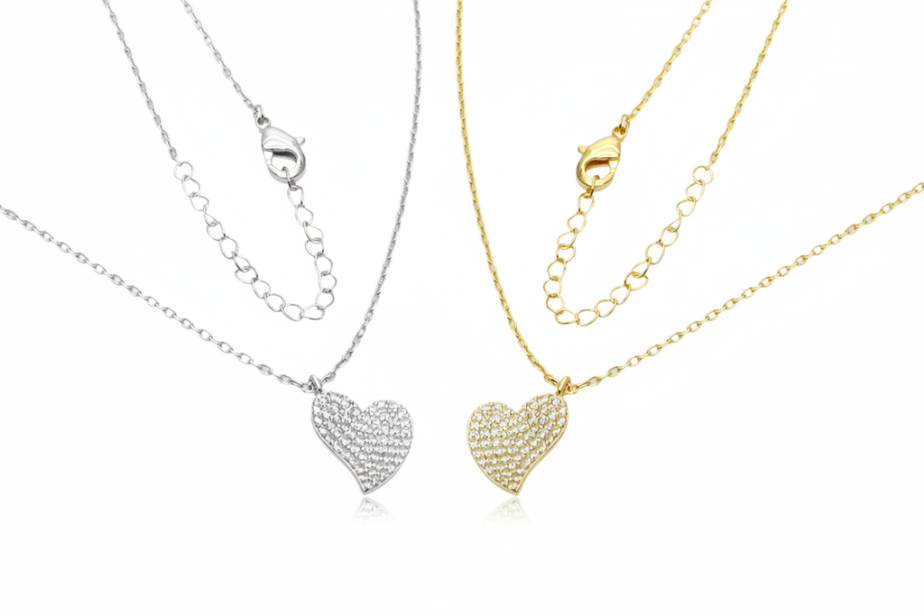 Radiant Heart Pavé Necklace - Both Colorways