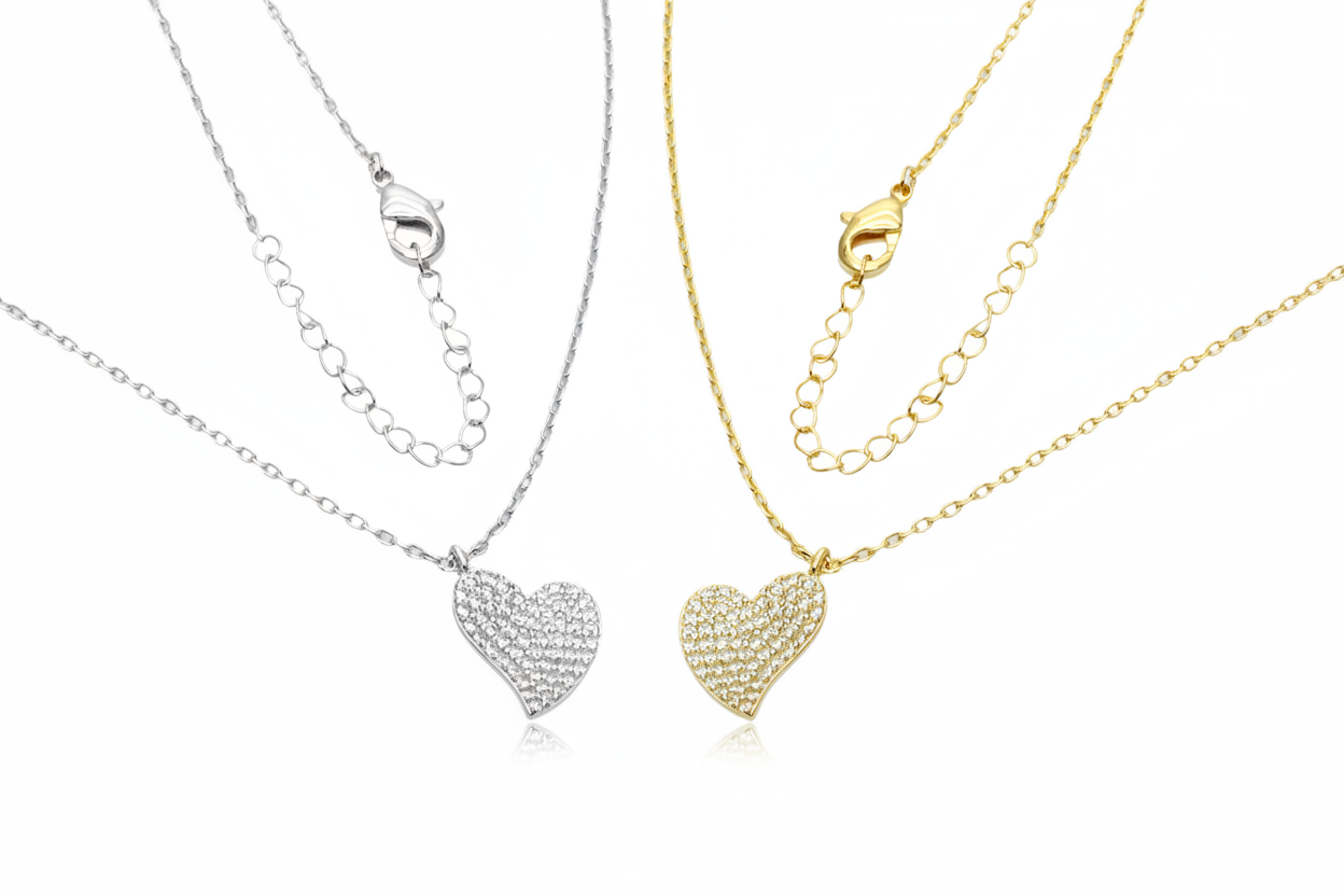 Radiant Heart Pavé Necklace - Both Colorways