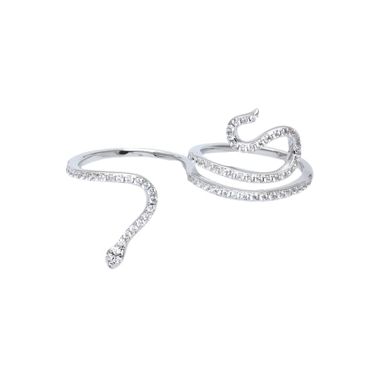 Twin Serpent Spark Ring-Silver LM