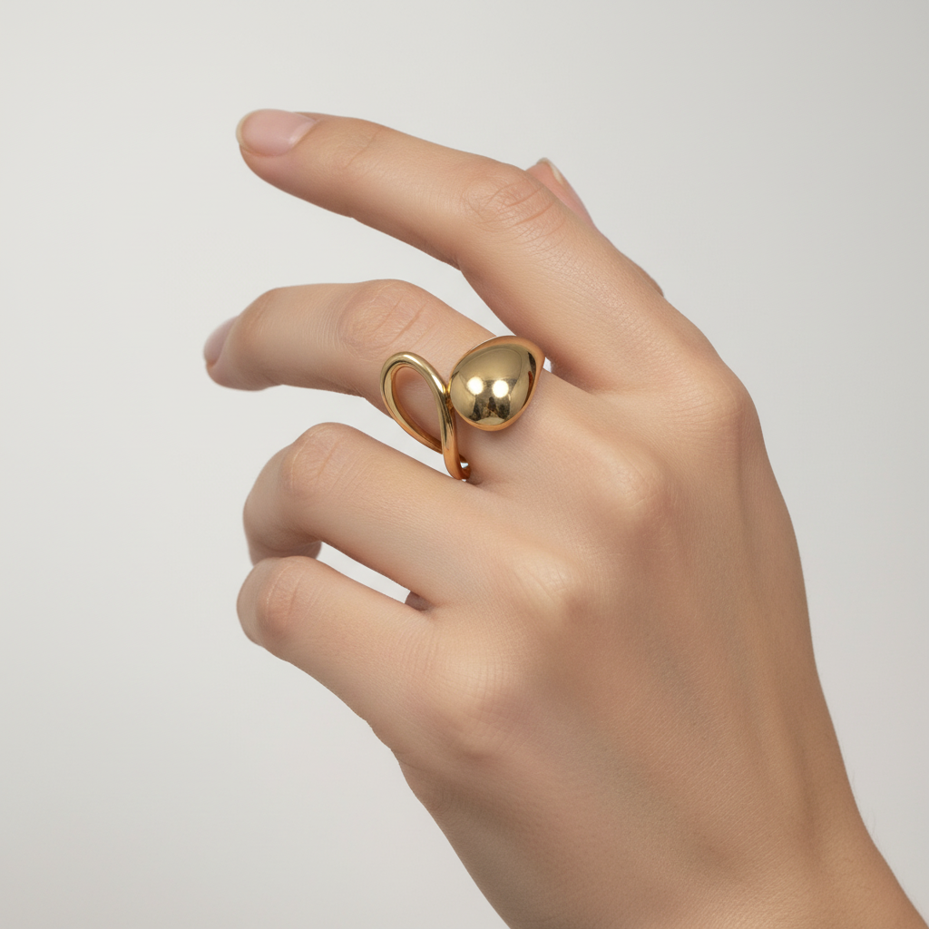 Ring on model's finger