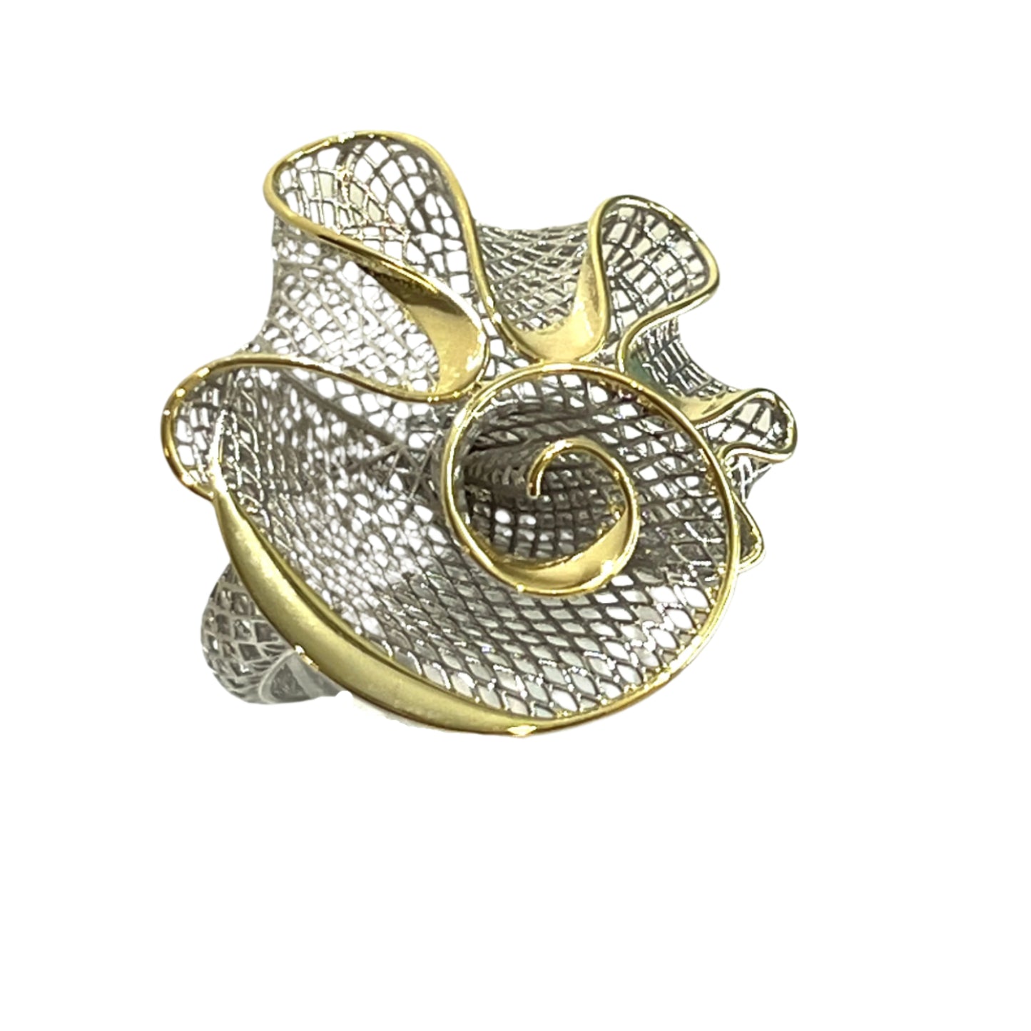 Spiral Bloom Mesh Ring_two tone LM