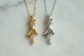Silver Cascade Twist Pendant Necklace Gold and Silver