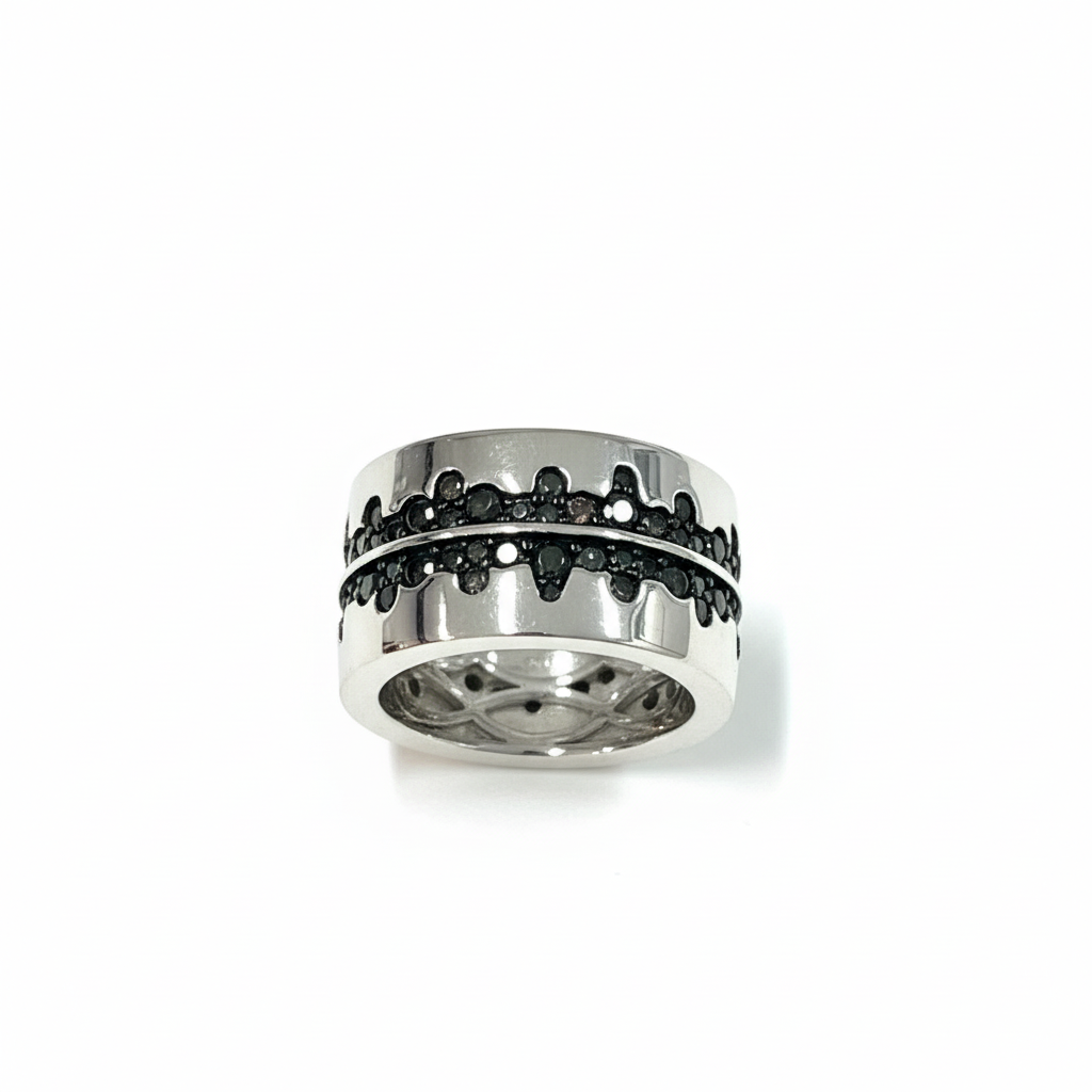 Silver crown lace ring
