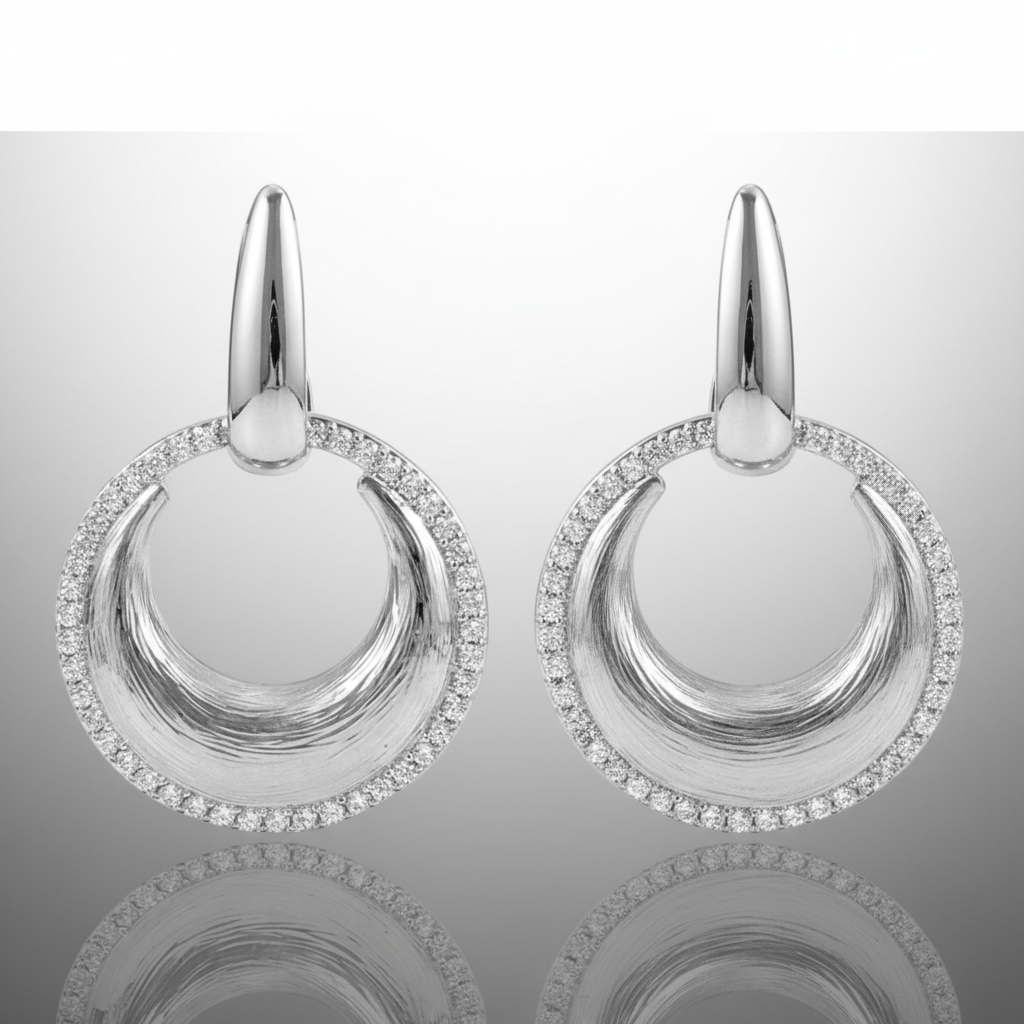 Silver Pavé Circle Drop Earrings - Lifestyle