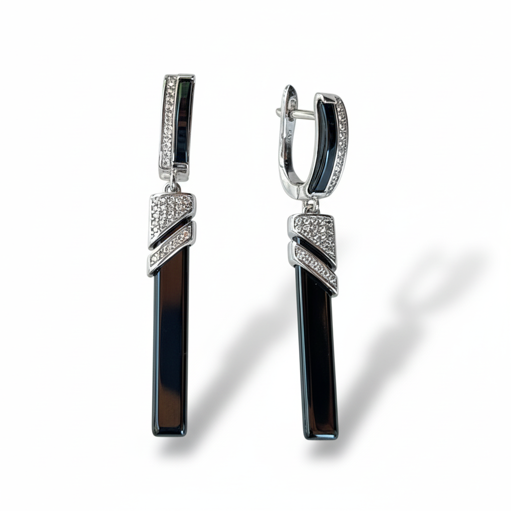 Silver version of Midnight Prism Drop Earrings