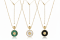 Sunburst Medallion Pendant Necklace – Malachite, MOP & Black