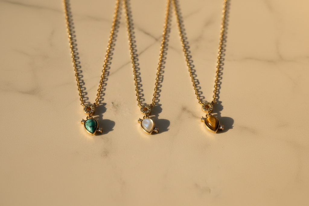Teardrop Charm Necklace – All Three Together