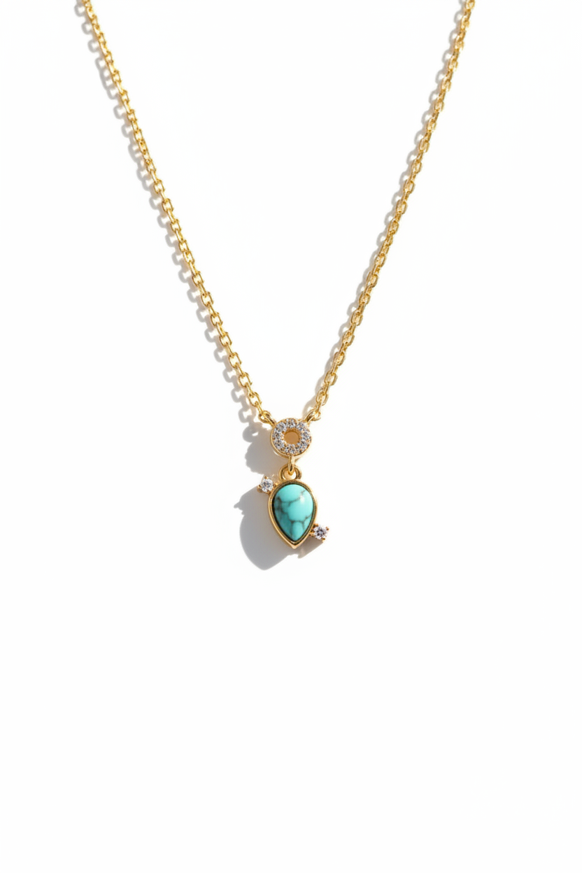 Teardrop Charm Necklace – Turquoise