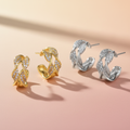Twisted Pavé Hoop Earrings – 4 Earrings Gold & Silver