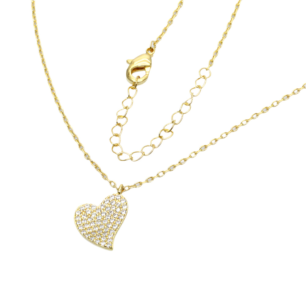 Radiant Heart Pavé Necklace-Gold LM