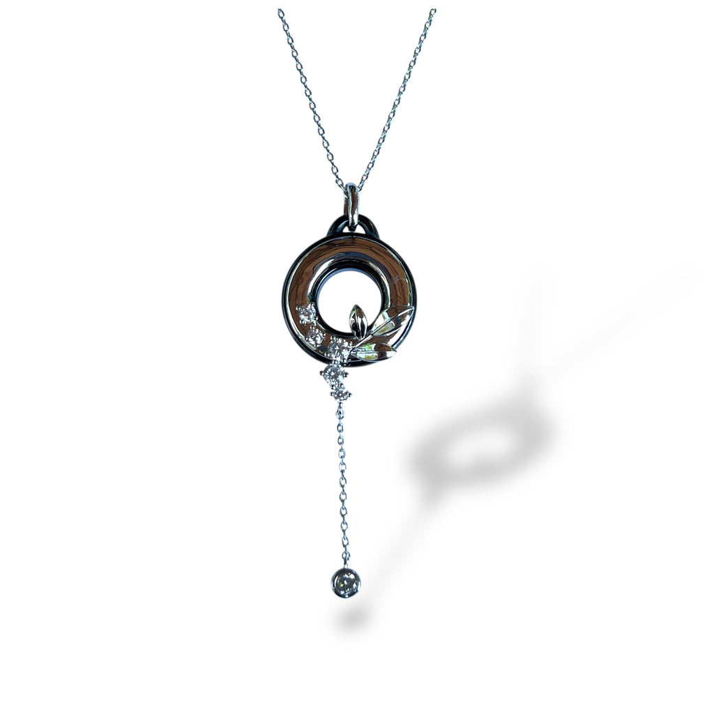 Lotus Halo CZ Drop Necklace "LM"
