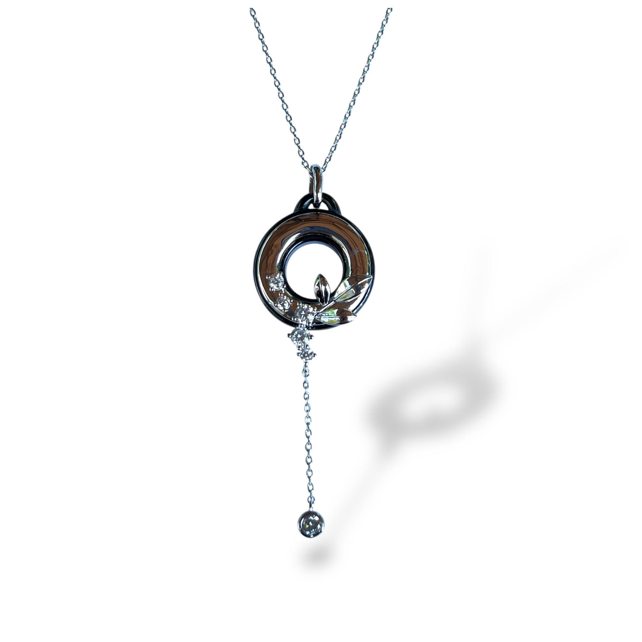 Lotus Halo CZ Drop Necklace "LM"