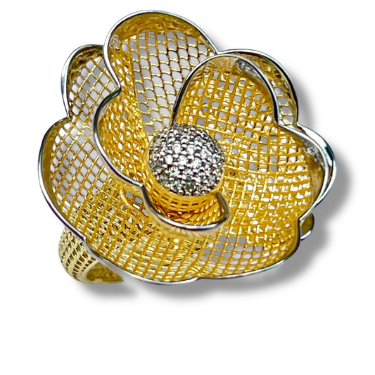 Golden Blossom Filigree Ring-Gold
