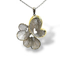 Heart Clover Filigree Pendant Necklace-two tone  "LM"