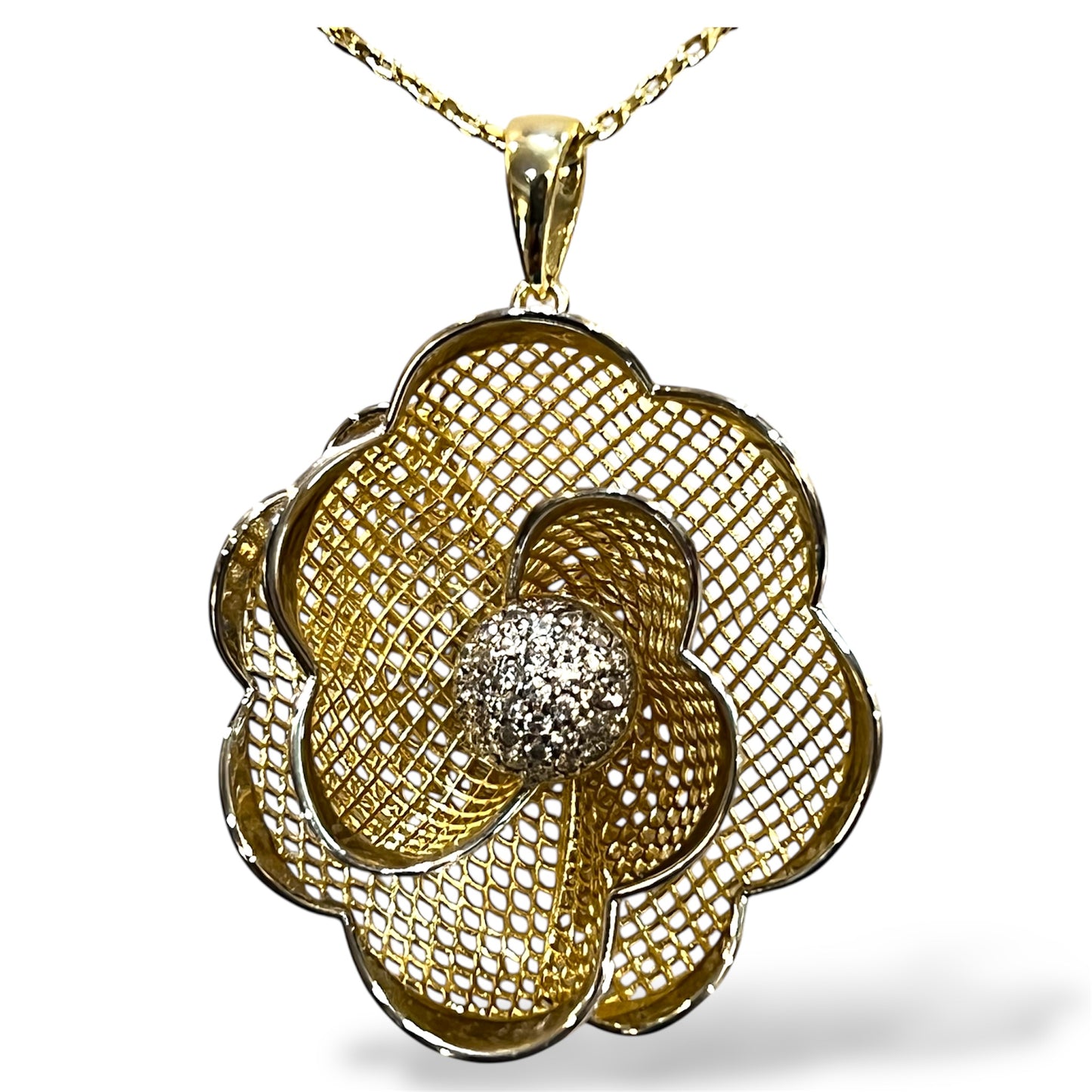 Golden Blossom Filigree Necklace-Gold LM