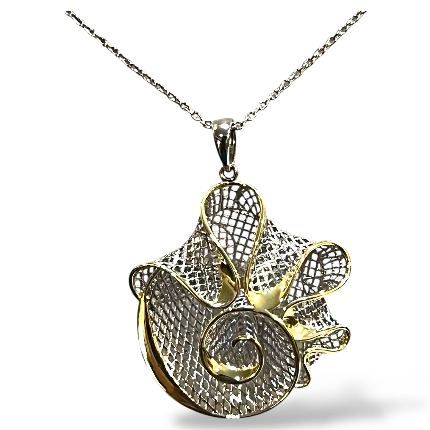 Spiral Bloom Mesh Necklace-Two Ton LM